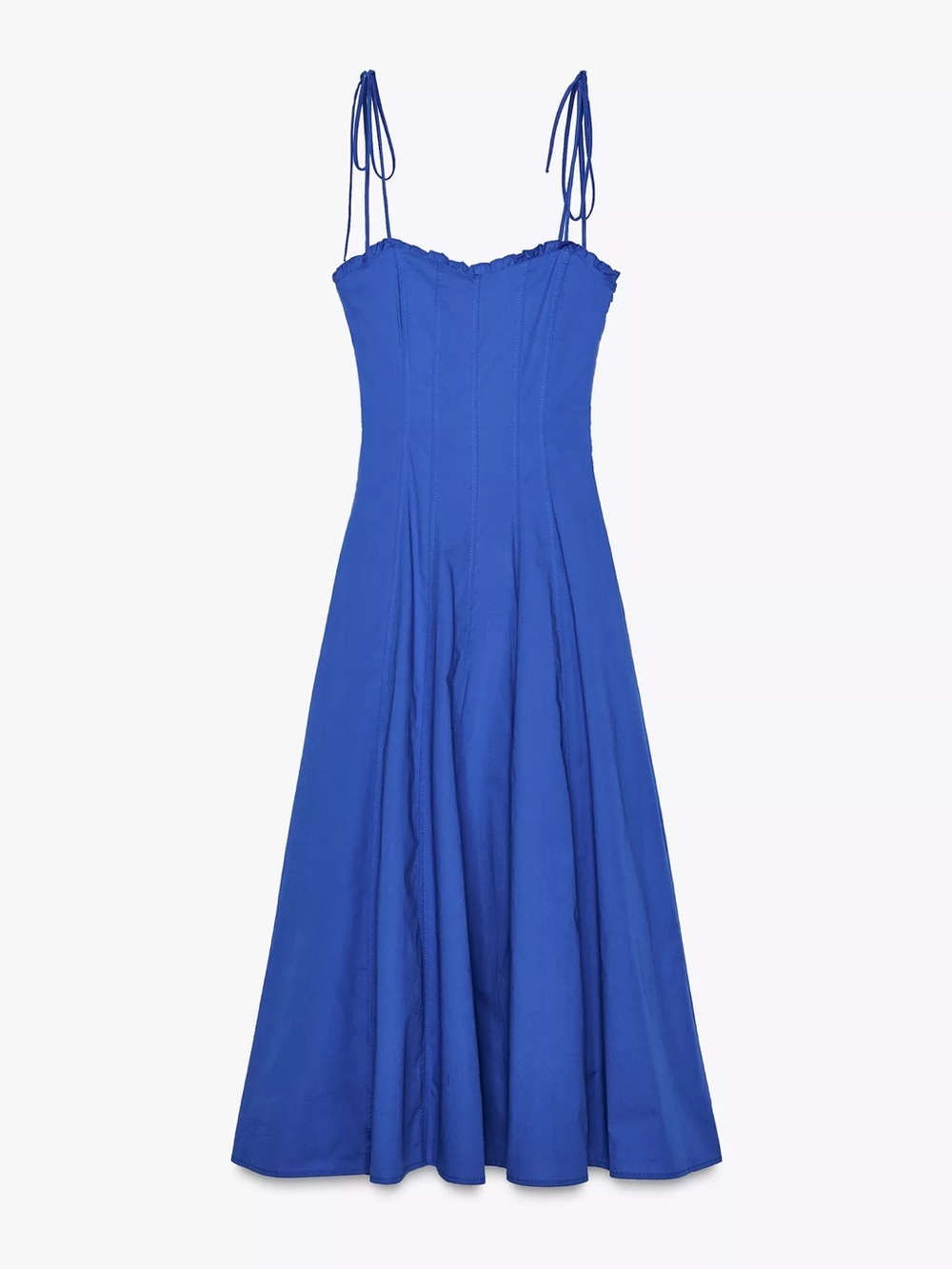 Zara CornFlower Blue Strapless Maxi Dress with Tie Straps